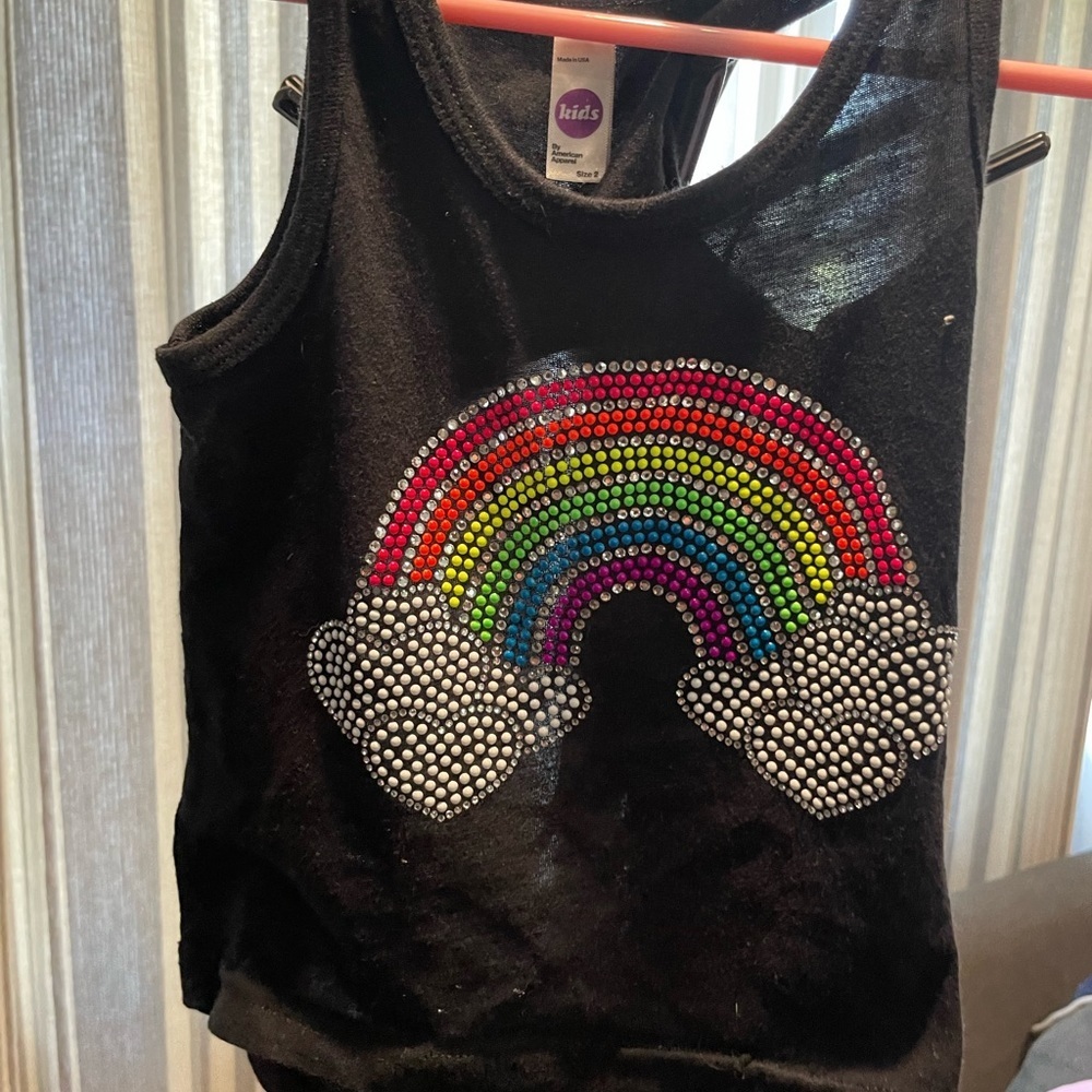 American apparel size 2 rainbow bedazzled tank with cut back detail